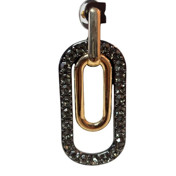 I.N.C. Two-Tone Crystal Oval Earrings - Picture 3 of 3